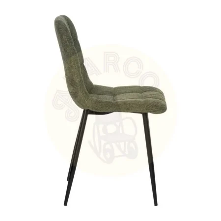 Silla tapizada verde en poliéster con patas metálicas espuma densidad 23-25kg/m3 no apilable 44x42x89cm - Ixia - 612561IX - foto-secundaria-1