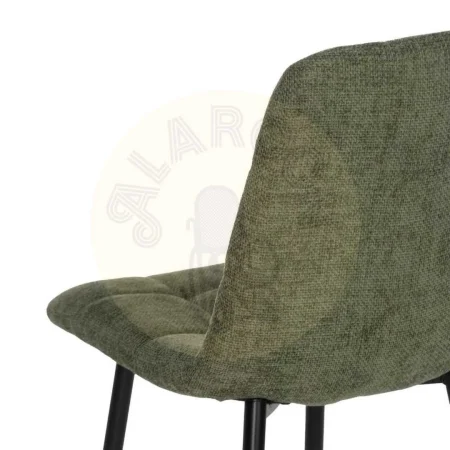 Silla tapizada verde en poliéster con patas metálicas espuma densidad 23-25kg/m3 no apilable 44x42x89cm - Ixia - 612561IX - foto-secundaria-6