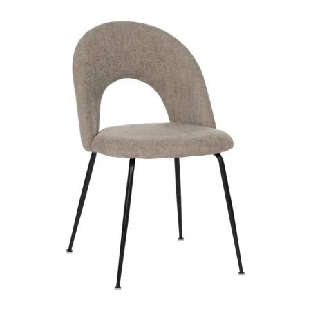 Silla tapizada taupe en tejido con patas de hierro y asiento en DM acolchada 49x60x81cm - Ixia - 612565IX - foto-blanco