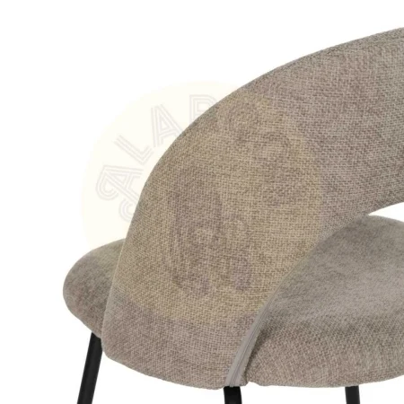 Silla tapizada taupe en tejido con patas de hierro y asiento en DM acolchada 49x60x81cm - Ixia - 612565IX - foto-secundaria-7
