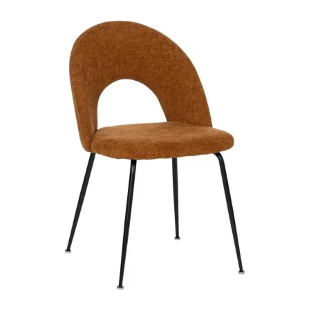 Silla tapizada en tejido marrón con estructura metálica 49x60x81cm - Ixia - 612567IX - foto-blanco
