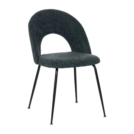 Silla tapizada azul en tejido con estructura metálica 49x60x81cm - Ixia - 612568IX - foto-blanco