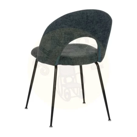 Silla tapizada azul en tejido con estructura metálica 49x60x81cm - Ixia - 612568IX - foto-secundaria-2