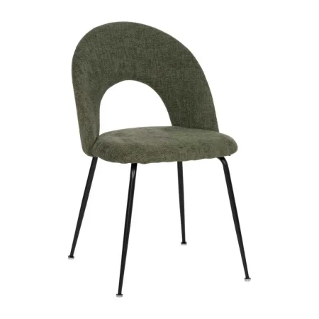 Silla verde tapizada en tejido con patas de hierro estilo contract 49x60x81cm - Ixia - 612569IX - foto-blanco