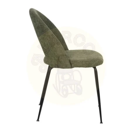 Silla verde tapizada en tejido con patas de hierro estilo contract 49x60x81cm - Ixia - 612569IX - foto-secundaria-1