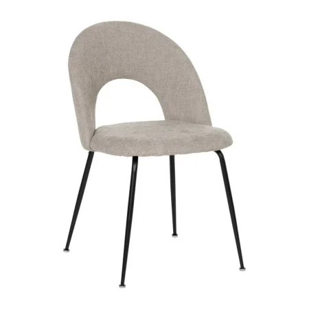 Silla tapizada en tejido gris con estructura metálica 49x60x81cm - Ixia - 612570IX - foto-blanco