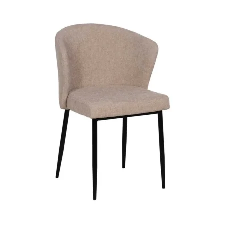 Silla beige tapizada en tejido poliéster con patas de hierro 52.50x55x80cm - Ixia - 612572IX - foto-blanco