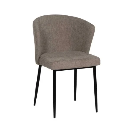 Silla tapizada en tejido taupe con estructura metálica 52.50x55x80cm - Ixia - 612573IX - foto-blanco