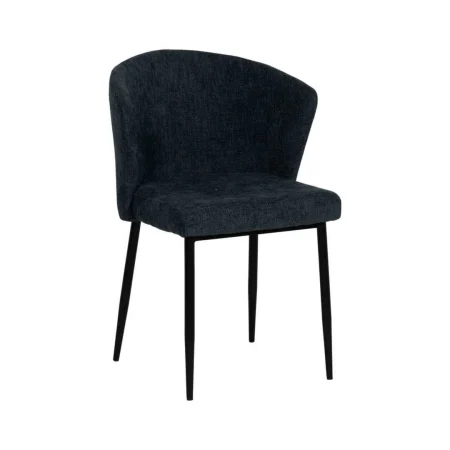 Silla tapizada azul en tejido poliéster con patas de metal estilo contract 52.50x55x80cm - Ixia - 612576IX - foto-blanco
