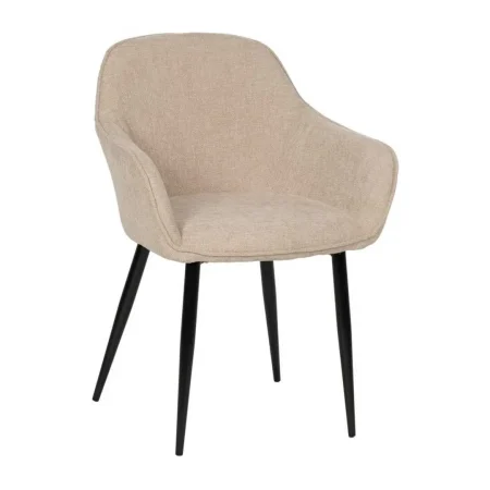 Silla beige tapizada en poliéster estilo contract con patas de hierro 61x59.50x83cm - Ixia - 612580IX - foto-blanco