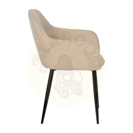 Silla beige tapizada en poliéster estilo contract con patas de hierro 61x59.50x83cm - Ixia - 612580IX - foto-secundaria-1