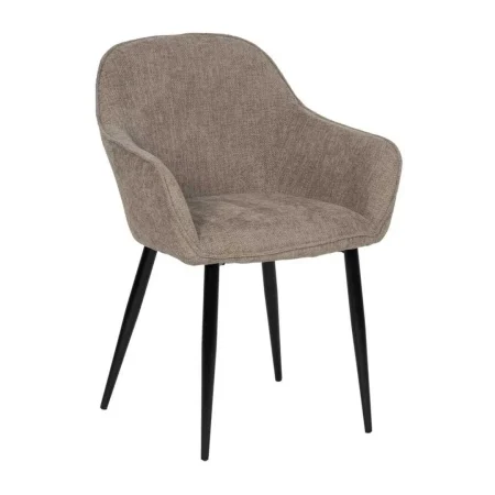 Silla tapizada en tejido taupe acolchada en foam 28kg/m3 con patas de metal 61x59.50x83cm - Ixia - 612581IX - foto-blanco
