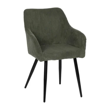 Silla verde tapizada en pana poliéster con patas de hierro estilo contract 57x43x83cm - Ixia - 612588IX - foto-blanco