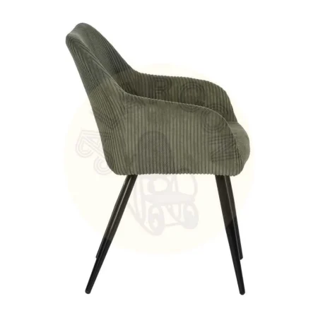 Silla verde tapizada en pana poliéster con patas de hierro estilo contract 57x43x83cm - Ixia - 612588IX - foto-secundaria-1