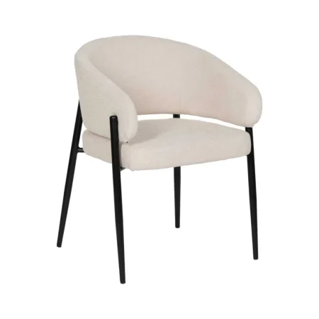Silla blanca tapizada en poliéster con patas de hierro 60x57x79cm - Ixia - 612593IX - foto-blanco