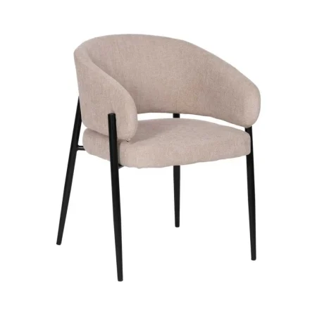 Silla beige tapizada en tejido poliéster con patas de hierro acolchada 60x57x79cm - Ixia - 612594IX - foto-blanco