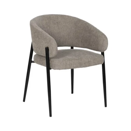 Silla tapizada en tejido poliéster color taupe con patas de hierro 60x57x79cm - Ixia - 612595IX - foto-blanco