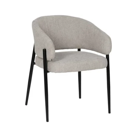 Silla tapizada en tejido gris con brazos y patas de hierro estilo contract 60x57x79cm - Ixia - 612596IX - foto-blanco