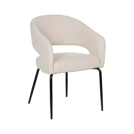 Silla blanca tapizada en tejido poliéster con patas de metal estilo contract y relleno de espuma 28kg/m3 57x56x81cm - Ixia - 612597IX - foto-blanco