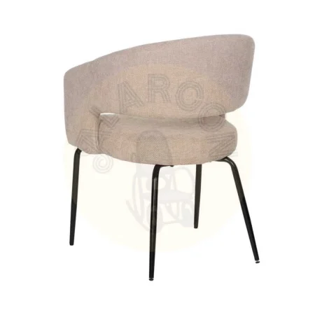 Silla tapizada beige en tejido poliéster con patas de hierro 57x56x81cm - Ixia - 612598IX - foto-secundaria-2