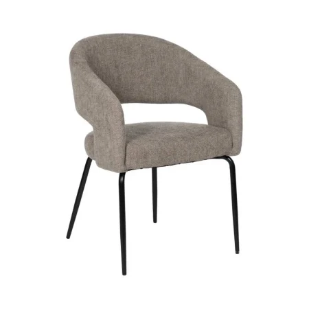 Silla tapizada taupe en tejido poliéster con patas de hierro 57x56x81cm - Ixia - 612600IX - foto-blanco
