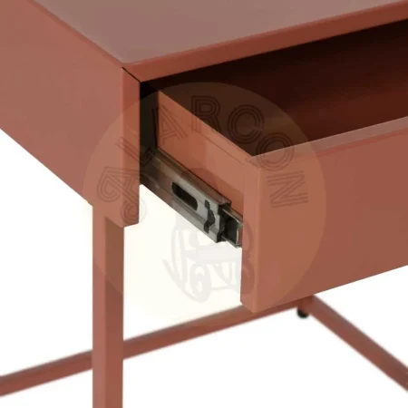 Mesita auxiliar de acero terracota con cajón y tirador dorado 43x41x50cm - Ixia - 612603IX - foto-secundaria-3
