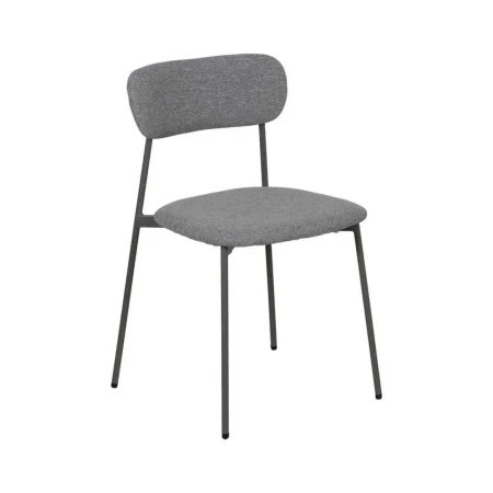 Silla apilable tapizada en tejido gris con estructura metálica 49x47x76cm - Ixia - 612607IX - foto-blanco