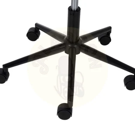 Silla con ruedas giratoria 360º tapizada en tejido beige y marrón respaldo madera nogal patas negras regulable en altura 45-57cm 59x64x88cm - Ixia - 612638IX - foto-secundaria-11
