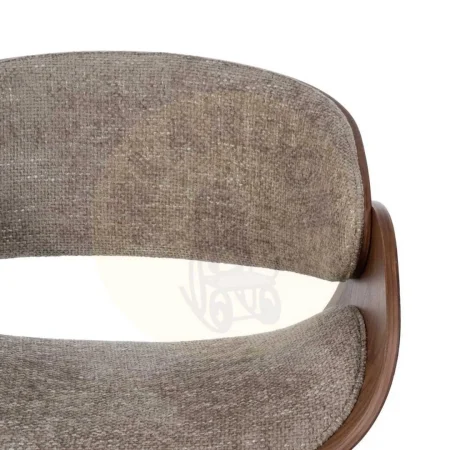 Silla con ruedas giratoria 360º tapizada en tejido beige y marrón respaldo madera nogal patas negras regulable en altura 45-57cm 59x64x88cm - Ixia - 612638IX - foto-secundaria-3