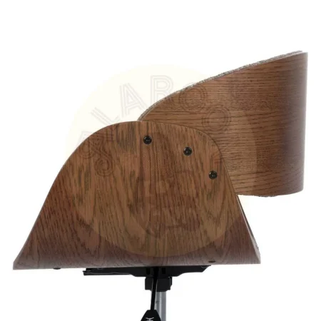 Silla con ruedas giratoria 360º tapizada en tejido beige y marrón respaldo madera nogal patas negras regulable en altura 45-57cm 59x64x88cm - Ixia - 612638IX - foto-secundaria-5