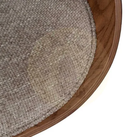 Silla con ruedas giratoria 360º tapizada en tejido beige y marrón respaldo madera nogal patas negras regulable en altura 45-57cm 59x64x88cm - Ixia - 612638IX - foto-secundaria-7