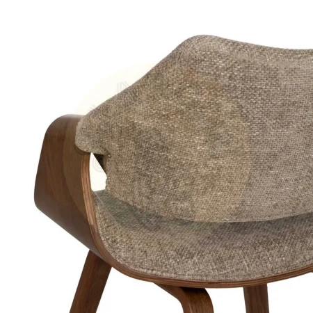 Silla tapizada 100% poliéster beige y marrón con respaldo en madera de haya 61x56x82cm - Ixia - 612642IX - foto-secundaria-10