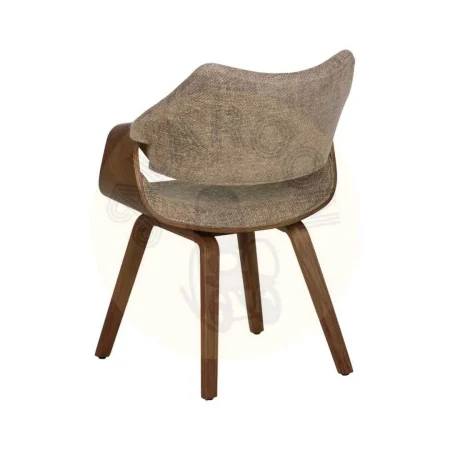 Silla tapizada 100% poliéster beige y marrón con respaldo en madera de haya 61x56x82cm - Ixia - 612642IX - foto-secundaria-2