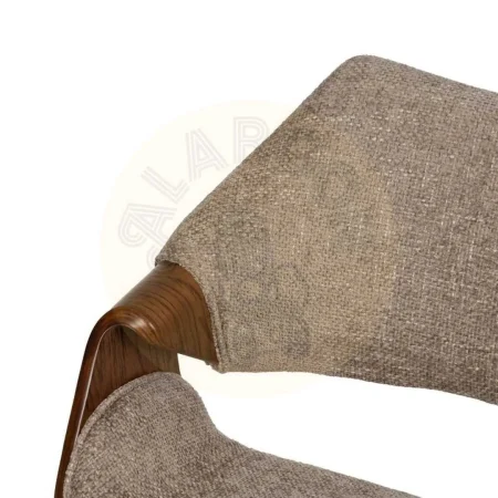 Silla tapizada 100% poliéster beige y marrón con respaldo en madera de haya 61x56x82cm - Ixia - 612642IX - foto-secundaria-4