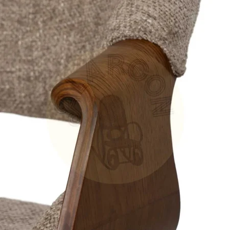 Silla tapizada 100% poliéster beige y marrón con respaldo en madera de haya 61x56x82cm - Ixia - 612642IX - foto-secundaria-6
