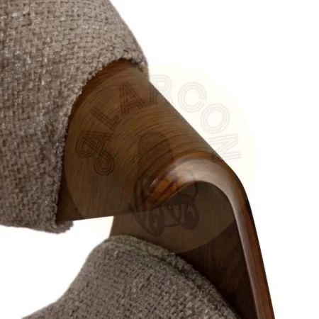 Silla tapizada 100% poliéster beige y marrón con respaldo en madera de haya 61x56x82cm - Ixia - 612642IX - foto-secundaria-8
