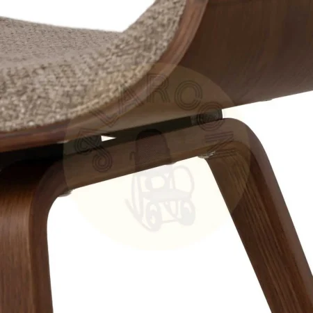 Silla tapizada 100% poliéster beige y marrón con respaldo en madera de haya 61x56x82cm - Ixia - 612642IX - foto-secundaria-9