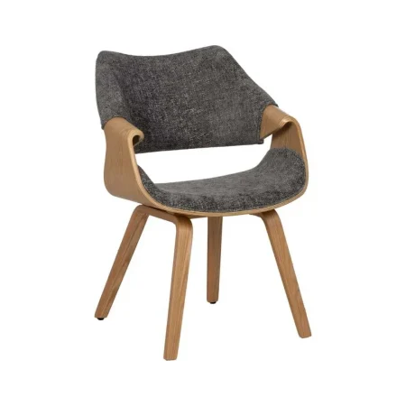 Silla tapizada gris en poliéster con respaldo en madera de haya 61x56x82cm - Ixia - 612643IX - foto-blanco
