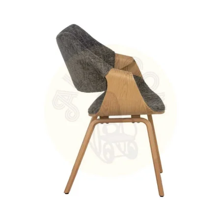Silla tapizada gris en poliéster con respaldo en madera de haya 61x56x82cm - Ixia - 612643IX - foto-secundaria-1