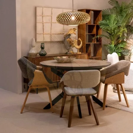 Silla tapizada gris en poliéster con respaldo en madera de haya 61x56x82cm - Ixia - 612643IX - foto-secundaria-10