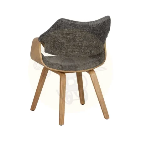 Silla tapizada gris en poliéster con respaldo en madera de haya 61x56x82cm - Ixia - 612643IX - foto-secundaria-2