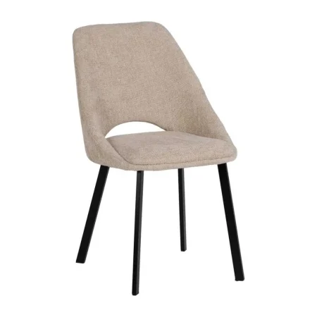 Silla crema tapizada en tejido con estructura metálica apta para contract 48x61x85cm - Ixia - 612644IX - foto-blanco