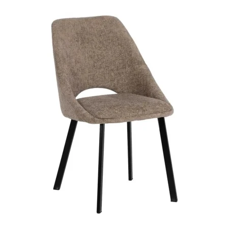 Silla tapizada beige en tejido 100% poliéster con estructura metálica 48x61x85cm - Ixia - 612645IX - foto-blanco