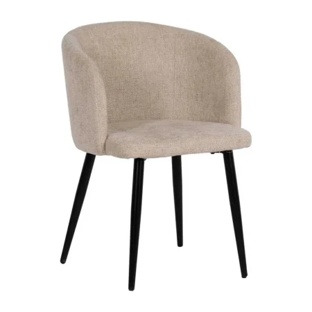 Silla para salón tapizada crema en tejido con estructura metálica 53x53x77cm - Ixia - 612647IX - foto-blanco