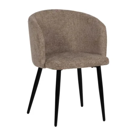 Silla tapizada beige en tejido poliéster con estructura metálica y relleno de espuma 53x53x77cm - Ixia - 612648IX - foto-blanco