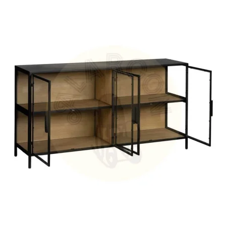 Vitrina en DM y hierro acabado negro y natural 150x38x80cm - Ixia - 612670IX - foto-secundaria-1