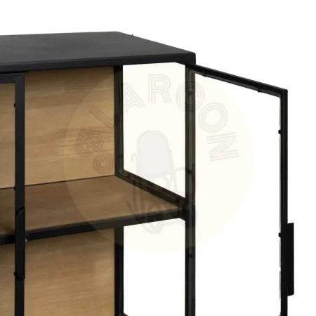 Vitrina en DM y hierro acabado negro y natural 150x38x80cm - Ixia - 612670IX - foto-secundaria-3