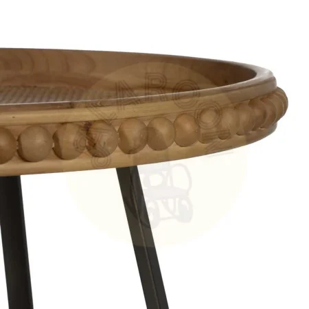 Mesita auxiliar natural en madera de abeto y hierro 62x62x61.50cm - Ixia - 612672IX - foto-secundaria-4
