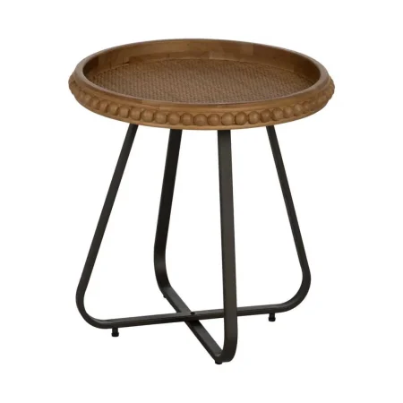 Mesita natural de metal y madera 52x52x54.50cm - Ixia - 612673IX - foto-blanco