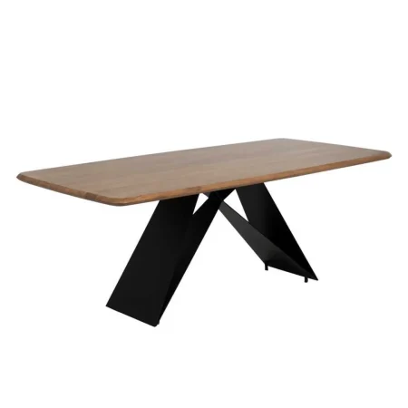 Mesa de comedor madera de acacia y hierro para salón 200x100x77cm - Ixia - 612696IX - foto-blanco